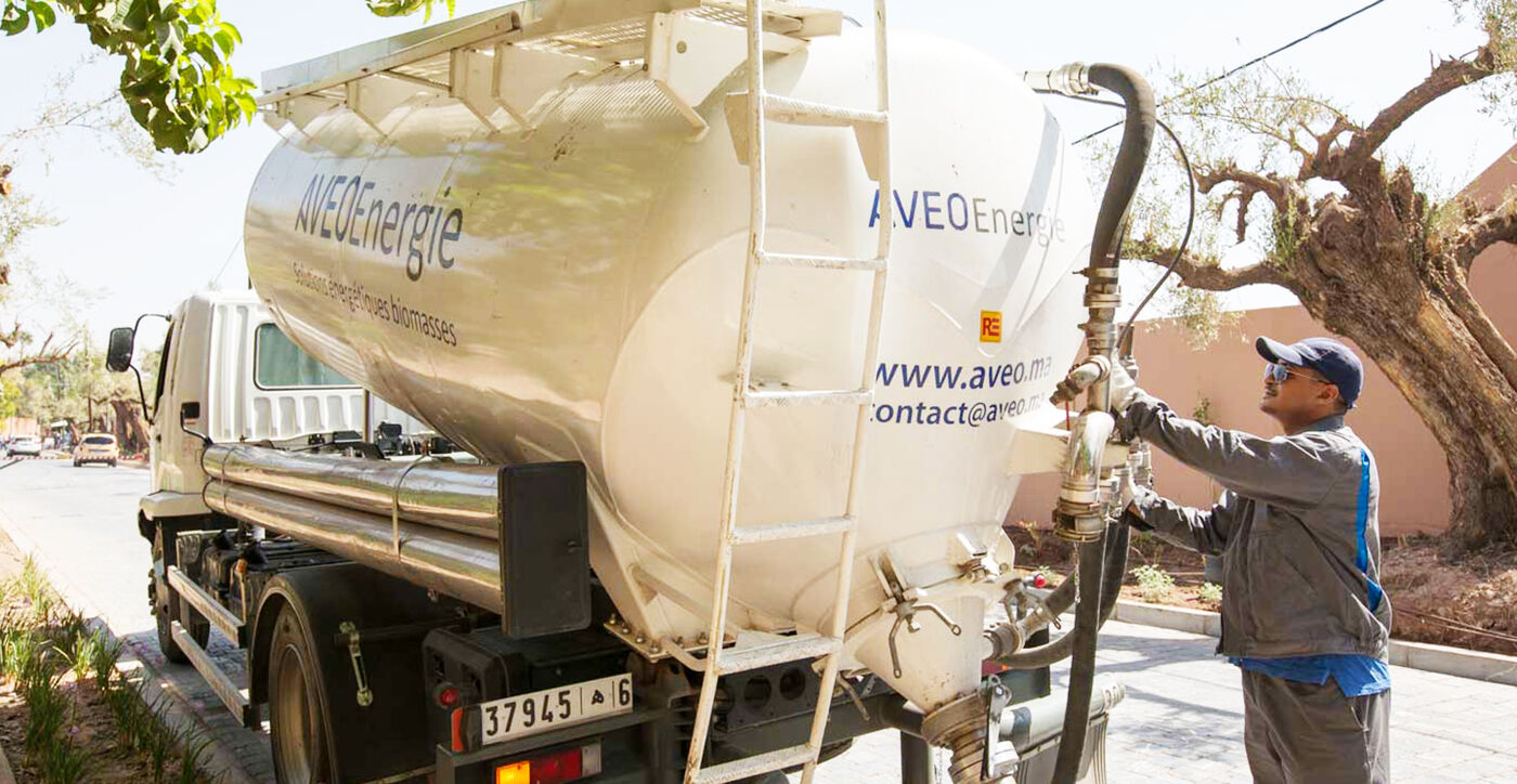 Livraison de biomasse par camion-citerne